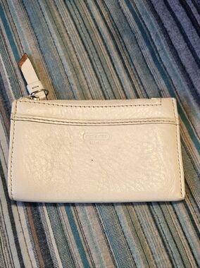 Coach Eggshell Colored Leather Coin Purse